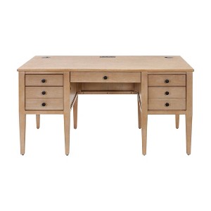 Martin Furniture Modern Wood Half Pedestal Desk Laurel Collection Light Brown: Executive Workstation with All-Purpose Drawer - 1 of 4