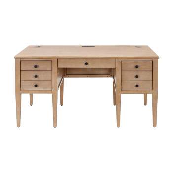 Modern Wood Half Pedestal Desk Laurel Collection Light Brown - Martin Furniture