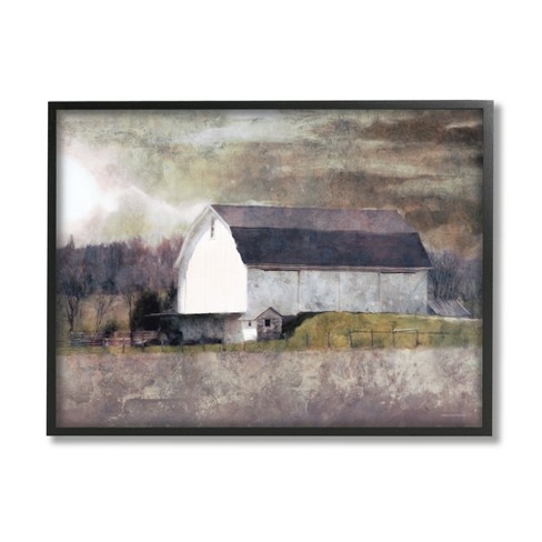 Stupell Stormy Farm Barn Murky Field Black Framed Giclee, 24 X 30 : Target