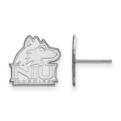 Black Bow Jewelry 14k White Gold Northern Illinois Huskies NCAA Post Earrings