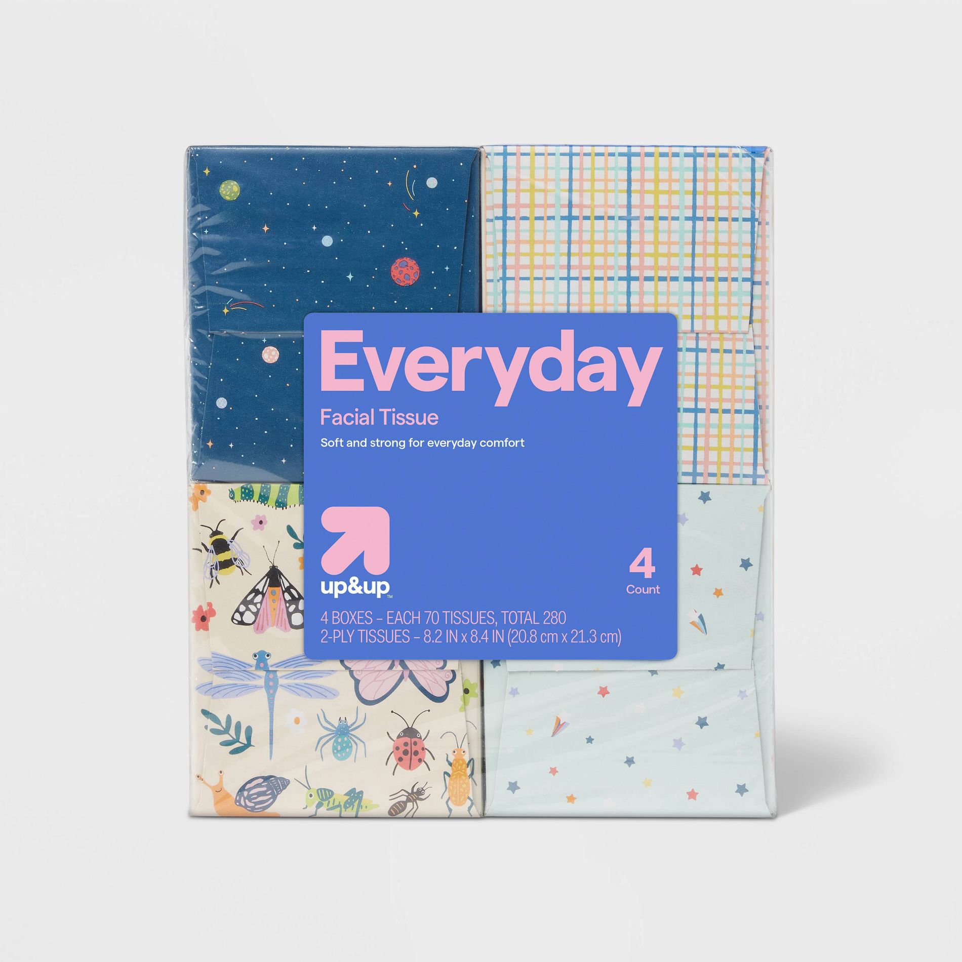 Everyday Ultra Soft Facial Tissue - Kids Designs - 4pk/280ct - up&up™