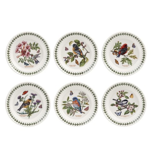 Portmeirion Botanic Garden Birds Salad Plate, Set Of 6, Fine