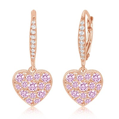 Chanteur Hypoallergenic Kids Jewelry Accessories Heart White CZ Rose Gold Brass Plating Earrings leverback is made from 925 Sterling silver