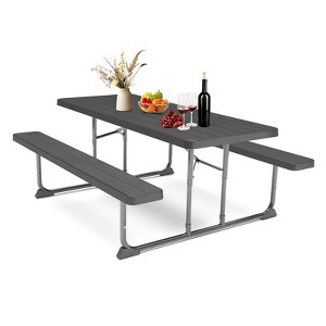 SKONYON 6ft Picnic Table with 2 Benches Heavy-Duty Table for 6-8 Person - 1 of 4