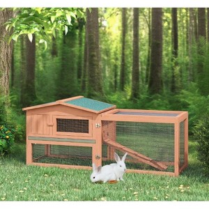 ORRD Outdoor Rabbit Hutch with Run - Large 2-Story Wooden Bunny Cage, Weather-Resistant & Predator Proof for Rabbits & Guinea Pigs - 1 of 4