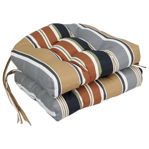 Blazing Needles, 16-inch Spun Polyester Outdoor U-shaped Tufted Chair Cushions (Set of 2) - 1 of 2