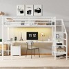 TIRAMISUBEST Twin XL/Full/Full XL/Queen Size Loft Bed w/ L-shaped Desk & USB, Metal Loft Bed with Wardrobe & Adjustable Shelf, High Loft Bed with LED - 2 of 4