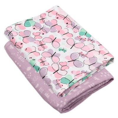 Honest Baby Organic Cotton Muslin Swaddle Blankets - Flutter 2pk