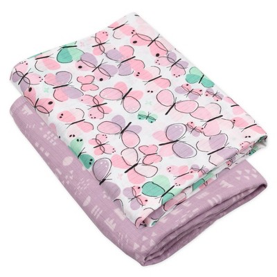 Image of Honest Baby Organic Cotton Muslin Swaddle Blankets - Flutter 2pk