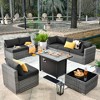 Ovios Venice 8pc Wicker Outdoor Patio Furniture Set Conversation Sofa with a Metal Fire Pit and Cushions - 3 of 4
