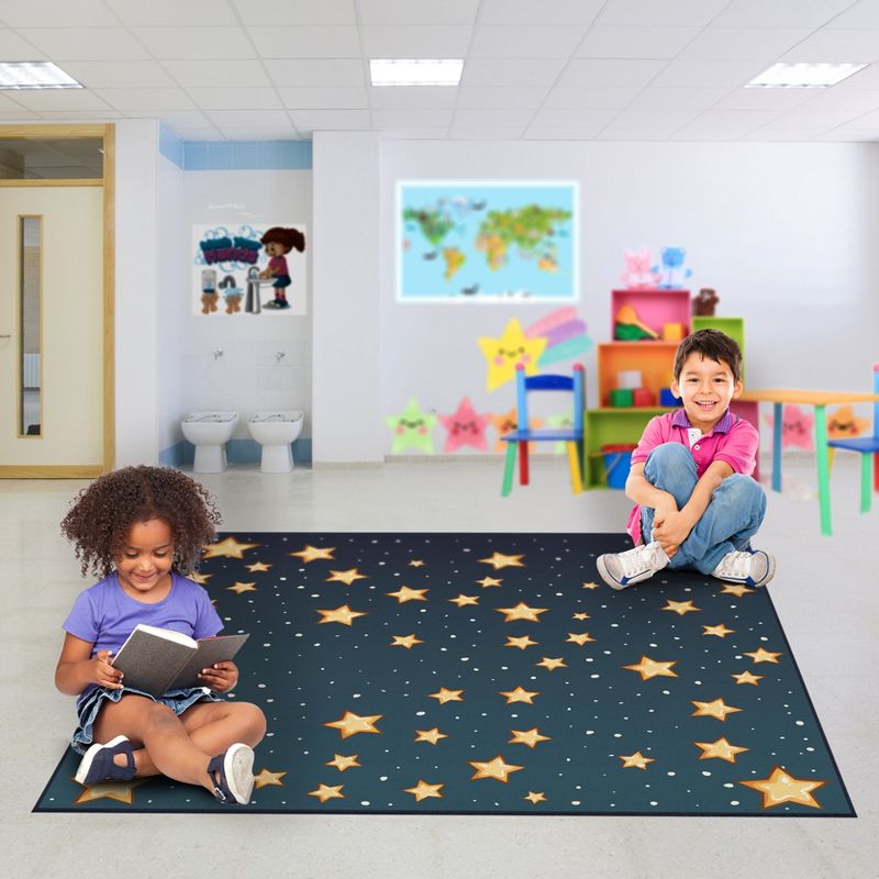 Deerlux 6 ft. Social Distancing Colorful Kids Classroom Seating Area Rug, Starry Sky Design, 1 of 8