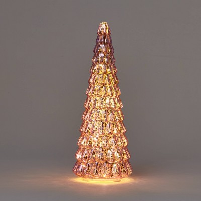 15" Lit Glass Christmas Tree Decorative Figurine Pink - Wondershop™