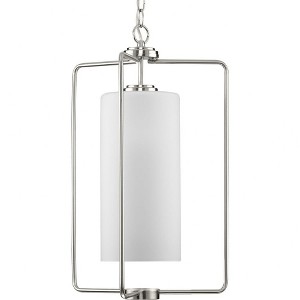 Progress Lighting Merry Collection 1-Light Brushed Nickel Etched Glass Foyer Pendant - 1 of 2