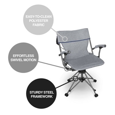 Blue Grey 360 Swivel Folding Camping Chair with Armrests