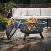 Teamson Home 30" Outdoor Round Wood Burning Fire Pit with Steel Base, Black - 2 of 4