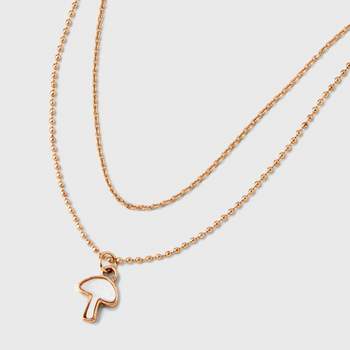 Ball Chain with Semi-Precious Mother of Pearl Mushroom Multi-Strand Pendant Necklace - Universal Thread™ Gold