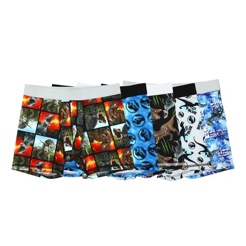 Jurassic World Boys' Boxer Briefs Multipacks with T-rex, Raptor and Triceratops Print Options in Sizes 4, 6, 8, 10 & 12, 5-pack Cotton Boxer Brief, 6