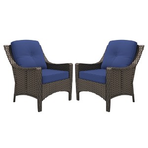 Yardsight Patio Wicker Chairs With Cushions (Set Of 2) - 1 of 4