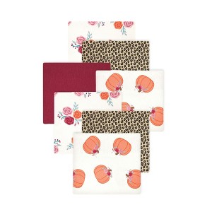 Little Treasure Hudson Baby Girls Cotton Poly Flannel Receiving Blankets Multipack, Orange Cutest Pumpkin, 30x30 inches - 1 of 2