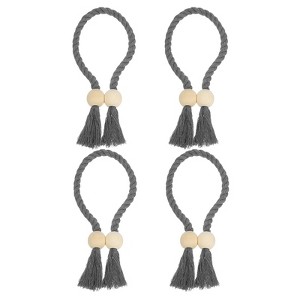 Unique Bargains Hand Woven Wooden Ball Decorative Magnetic Curtain Tiebacks - 1 of 4