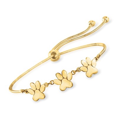 Ross-Simons 18kt Gold Over Sterling Silver Tiny Paws Bolo Bracelet Size