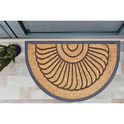 Half-Round Brown Coir Outdoor Door Mat with Rubber Backing