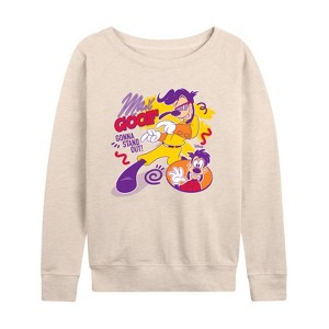 Women's - A Goofy Movie -  Lightweight French Terry Wide Neck Long Sleeve Shirt - 1 of 4