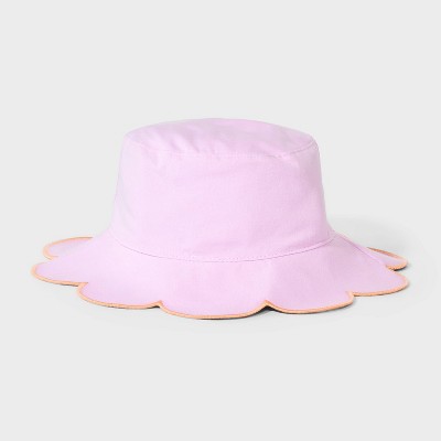 Baby Girls' Reversible Scalloped Edge Bucket Hat - Cat & Jack™ Purple 12-24M