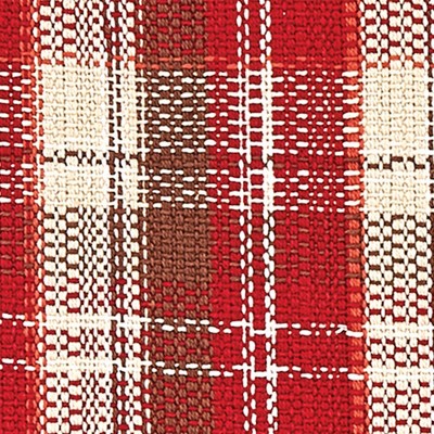 Red and Cream Plaid Cotton Table Runner 13" x 36"