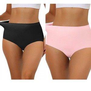 Allegra K Women's Elastic High Waist Unlined Breathable No-Show Hipster Underwear 2 Packs - 1 of 4