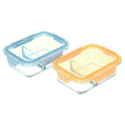 LunaLulinlk 3.4Cup 2 Pack Glass Meal Prep Sets Leak-Proof Glass Food Storage Containers with Airtight BPA-Free Plastic Lids