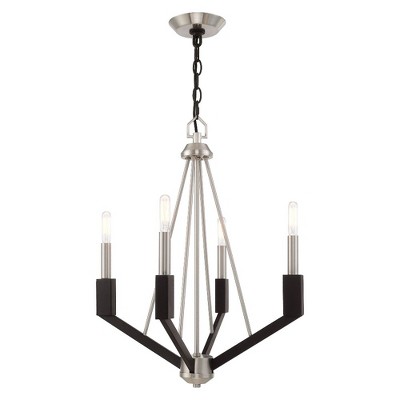 Livex Lighting Beckett 4 - Light Chandelier in  Brushed Nickel/Black