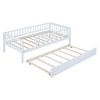 TIRAMISUBEST Twin/Full Size Daybed with Trundle and Fence Guardrails, Solid Wood Daybed Frame Sofa Bed with Slats Support for Bedroom Living Room - 4 of 4