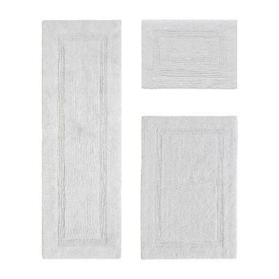 Lux Premium 100% Cotton  Ultra-Soft Tufted Solid Reversible 3 Piece Bath Rug Set, Water-Absorbent, Durable, Machine Washable Bathroom Rug