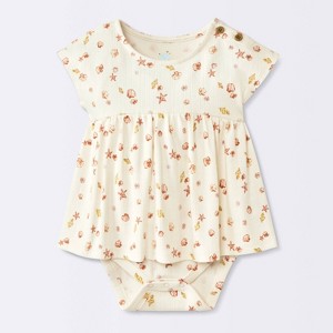 Baby Girls' Costal Ribbed Romper - Cloud Island™ White - 1 of 4