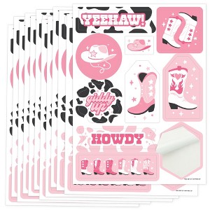 Big Dot of Happiness Rodeo Cowgirl - Pink Western Party Favor Sticker Set - 12 Sheets - 120 Stickers - 1 of 4