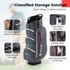 Tangkula 15-Way Golf Cart Bag Golf Club Bag with 15 Ways Organizer Divider Top 7 Zippered Pockets Cooler Bag Umbrella Holder Rain Hood Black + Yellow/ Grey + Green/ Grey + Red - 3 of 4