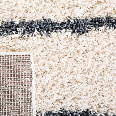 Ivory Square Hand-Knotted Easy-Care Shag Rug