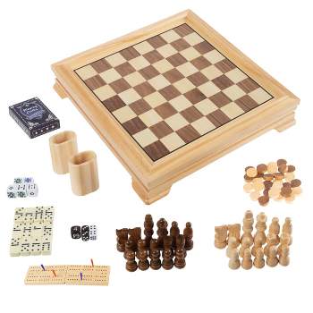 Toy Time Chess Board Walnut Book Style with Staunton Chessmen - Foldable,  Magnetic Closure, Solid Wood - Strategy Game for All Ages in the Board Games  department at