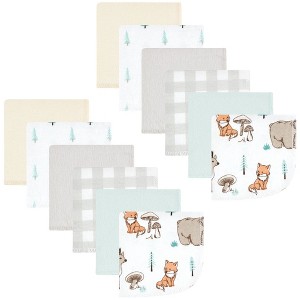 Hudson Baby Flannel Washcloths, Neutral Woodland Pals 12Pk, One Size - 1 of 4