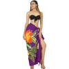 LA LEELA Women's Beach Bikini Swimwear Swim Cover Up Wrap Bathing suit Summer Wraps Beachwear Sarong Swimsuits for Women One Size Purple, Floral - 3 of 4