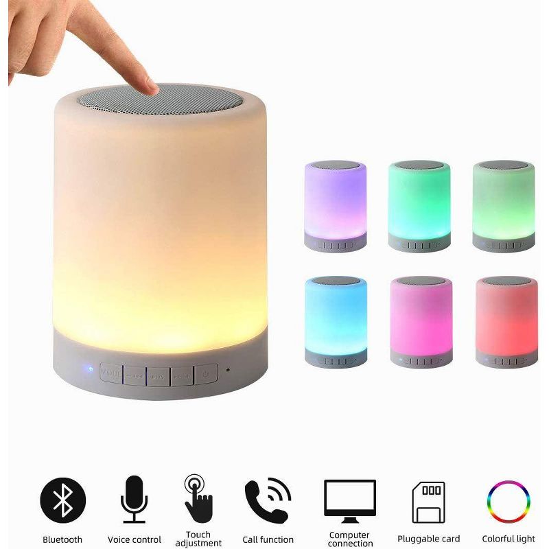 Link Bluetooth Wireless Multi-Color Mood Setting Night Light Speaker Touch Control Great for Nightstands Offices Bedrooms Makes a Perfect Gift, 5 of 7