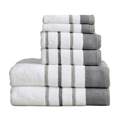 Photo 1 of 100% Cotton Quick-Dry Decorative Stripe Bath Towel Set