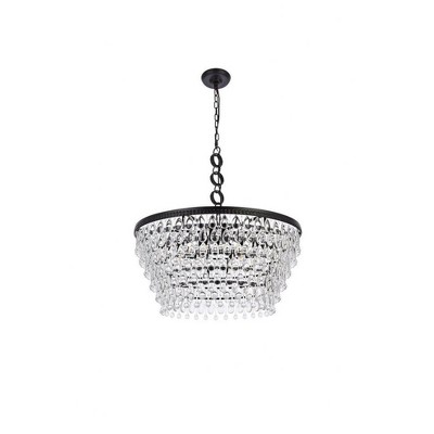 Nordic Black and Clear Iron and Glass 6-Light Chandelier