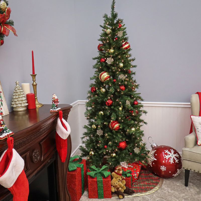 6.5' Pre-lit Slim Tiffany Fir Artificial Christmas Tree Clear Lights - National Tree Company, 4 of 6