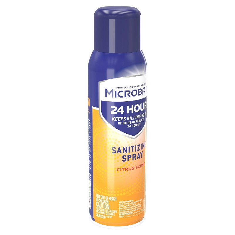 Microban Citrus Scent 24 Hour Disinfectant Sanitizing Spray - 15 fl oz, 3 of 17
