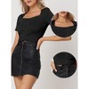 Allegra K Women's Lace Up Square Neck Short Sleeve Casual Crop Tops - 2 of 4