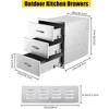 18x23x23 inch Triple Drawer Outdoor Kitchen BBQ Island Stainless Steel With Vent - 2 of 4