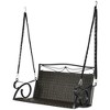 Outsunny PE Wicker Porch Swing, 2-Seater Hanging Swing Bench with Chains, 528 LBS Weight Capacity, Flourishes, Brown - 4 of 4