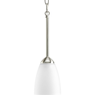 Brushed Nickel Mini Pendant Light with Etched Glass Shade